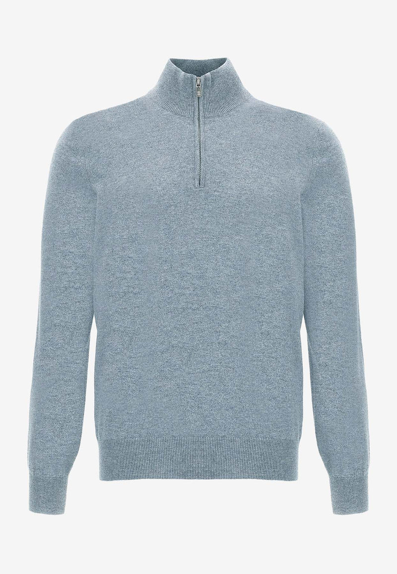 Brunello Cucinelli Cashmere Half-Zip Sweater Light Blue M2200124CFF33_Denim_38332504