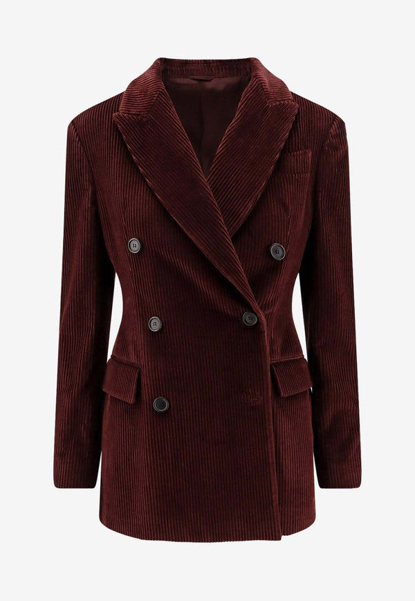 Brunello Cucinelli Double-Breasted Corduroy Blazer Purple MA1807540C4243_Purple_38415184