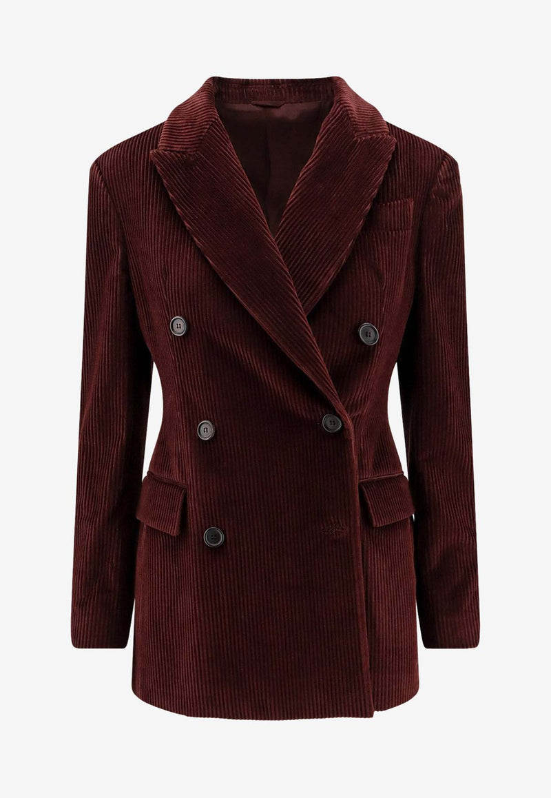 Brunello Cucinelli Double-Breasted Corduroy Blazer Purple MA1807540C4243_Purple_38415184