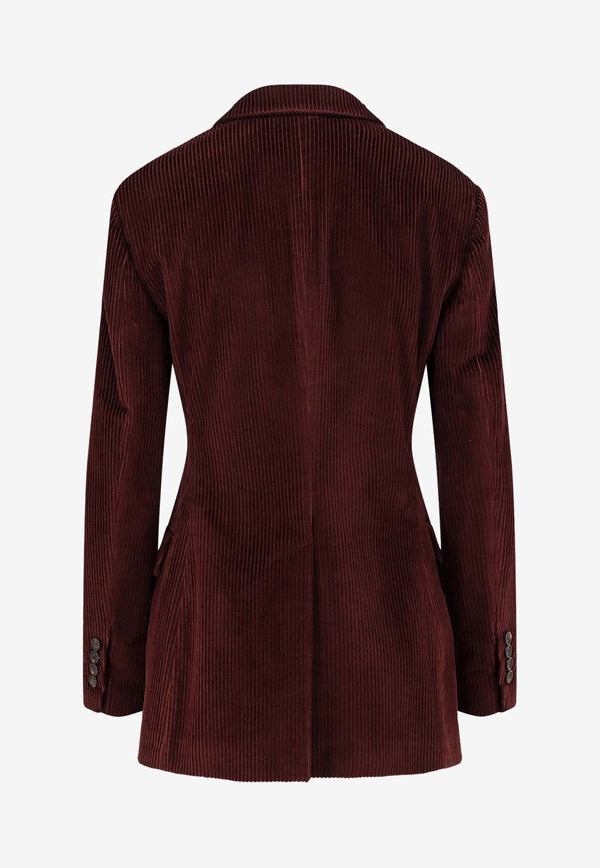 Brunello Cucinelli Double-Breasted Corduroy Blazer Purple MA1807540C4243_Purple_38415184