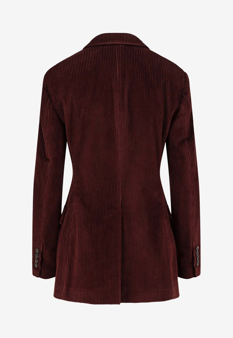 Brunello Cucinelli Double-Breasted Corduroy Blazer Purple MA1807540C4243_Purple_38415184