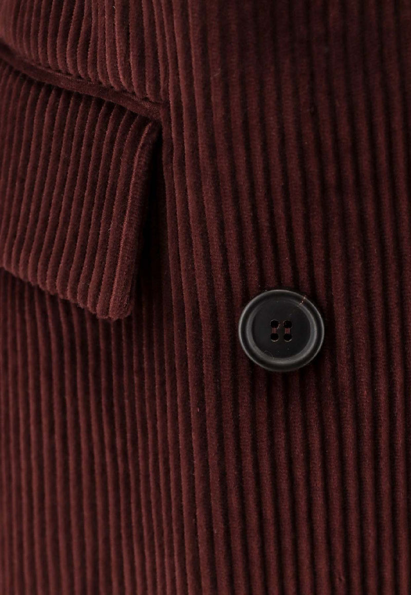 Brunello Cucinelli Double-Breasted Corduroy Blazer Purple MA1807540C4243_Purple_38415184