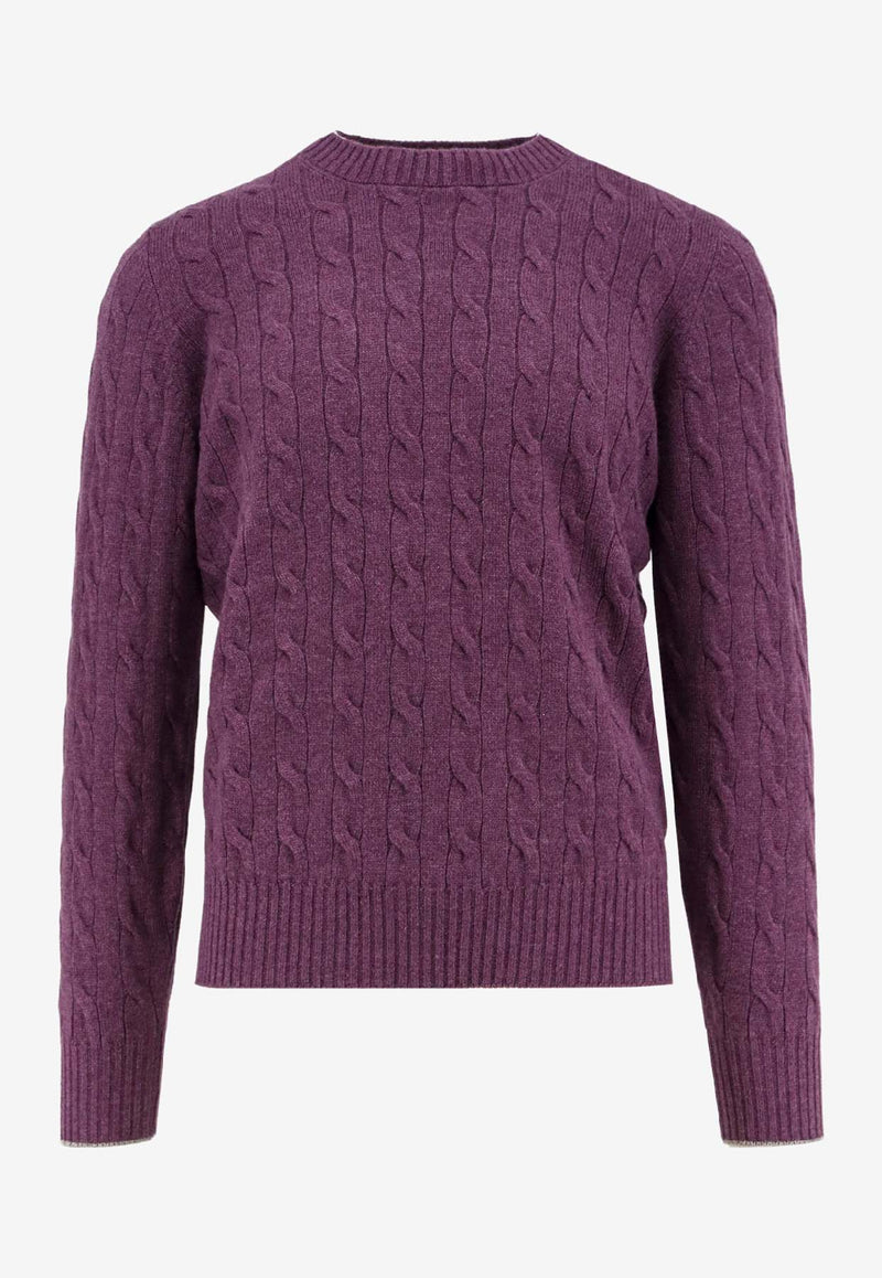 Brunello Cucinelli Cable Knit Sweater Purple M22707200CHL69_Beige_38415071