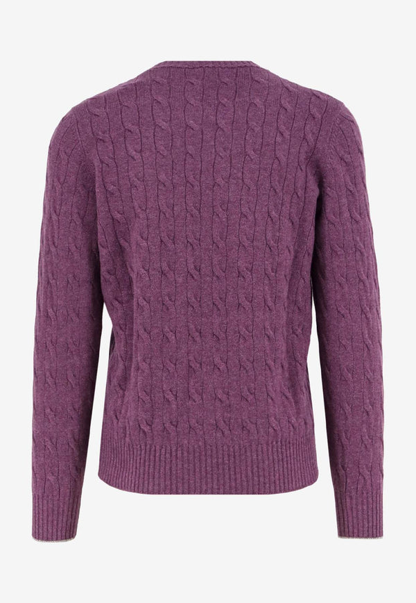 Brunello Cucinelli Cable Knit Sweater Purple M22707200CHL69_Beige_38415071