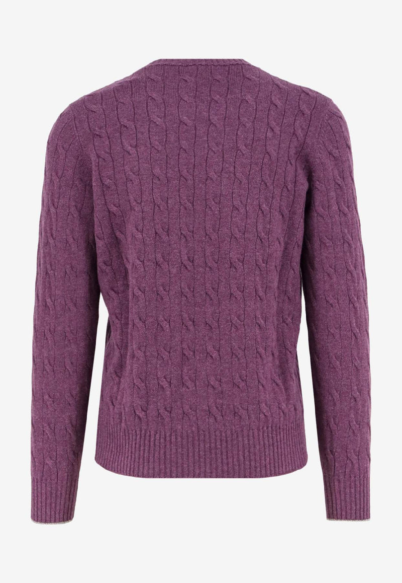 Brunello Cucinelli Cable Knit Sweater Purple M22707200CHL69_Beige_38415071