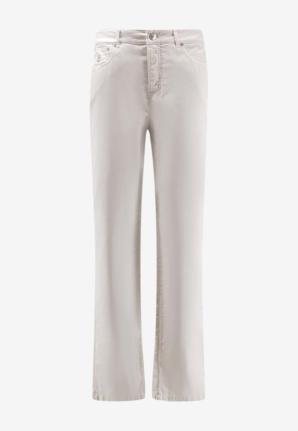 Brunello Cucinelli Logo Straight-Leg Jeans White M289UI1780C6023_Grey_38415162