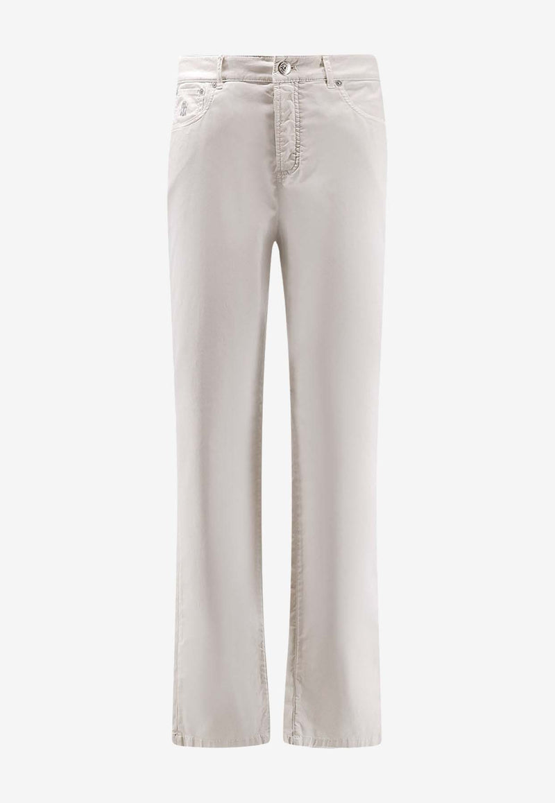 Brunello Cucinelli Logo Straight-Leg Jeans White M289UI1780C6023_Grey_38415162