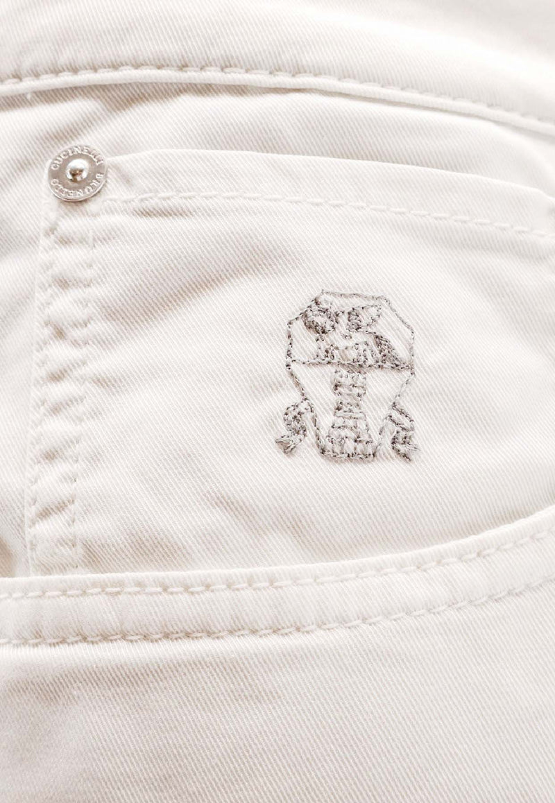 Brunello Cucinelli Logo Straight-Leg Jeans White M289UI1780C6023_Grey_38415162