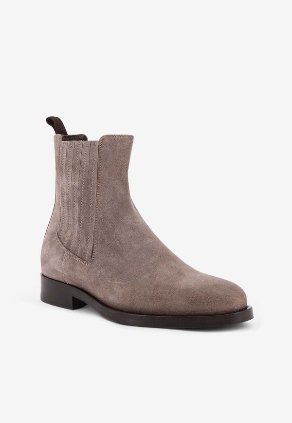Brunello Cucinelli Suede Chelsea Boots Taupe MZUDERV740C4271_Brown_38415058