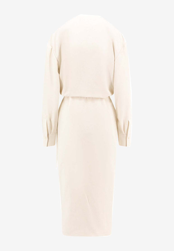 Brunello Cucinelli Double-Breasted V-neck Dress White MA029A5415C7936_Purewhite_38415161