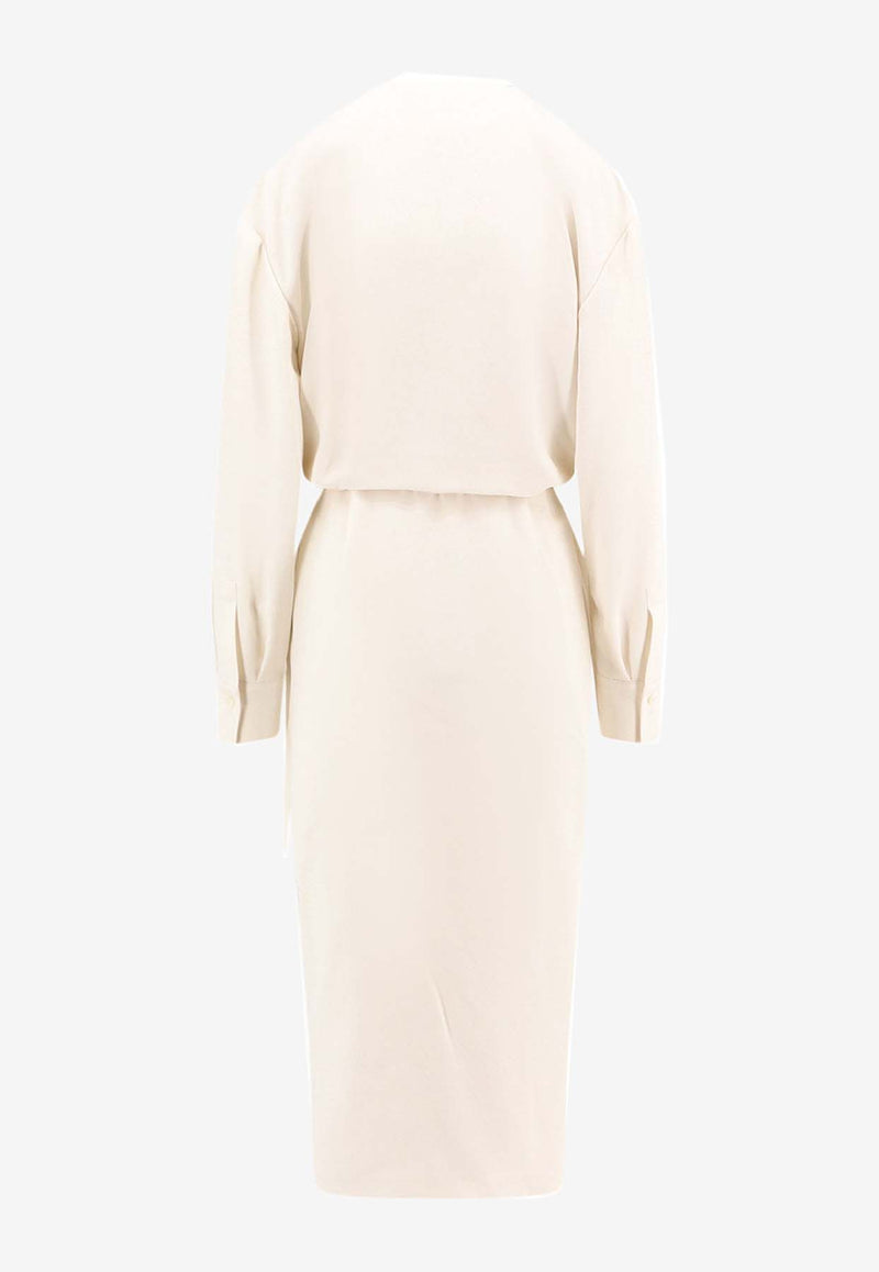 Brunello Cucinelli Double-Breasted V-neck Dress White MA029A5415C7936_Purewhite_38415161