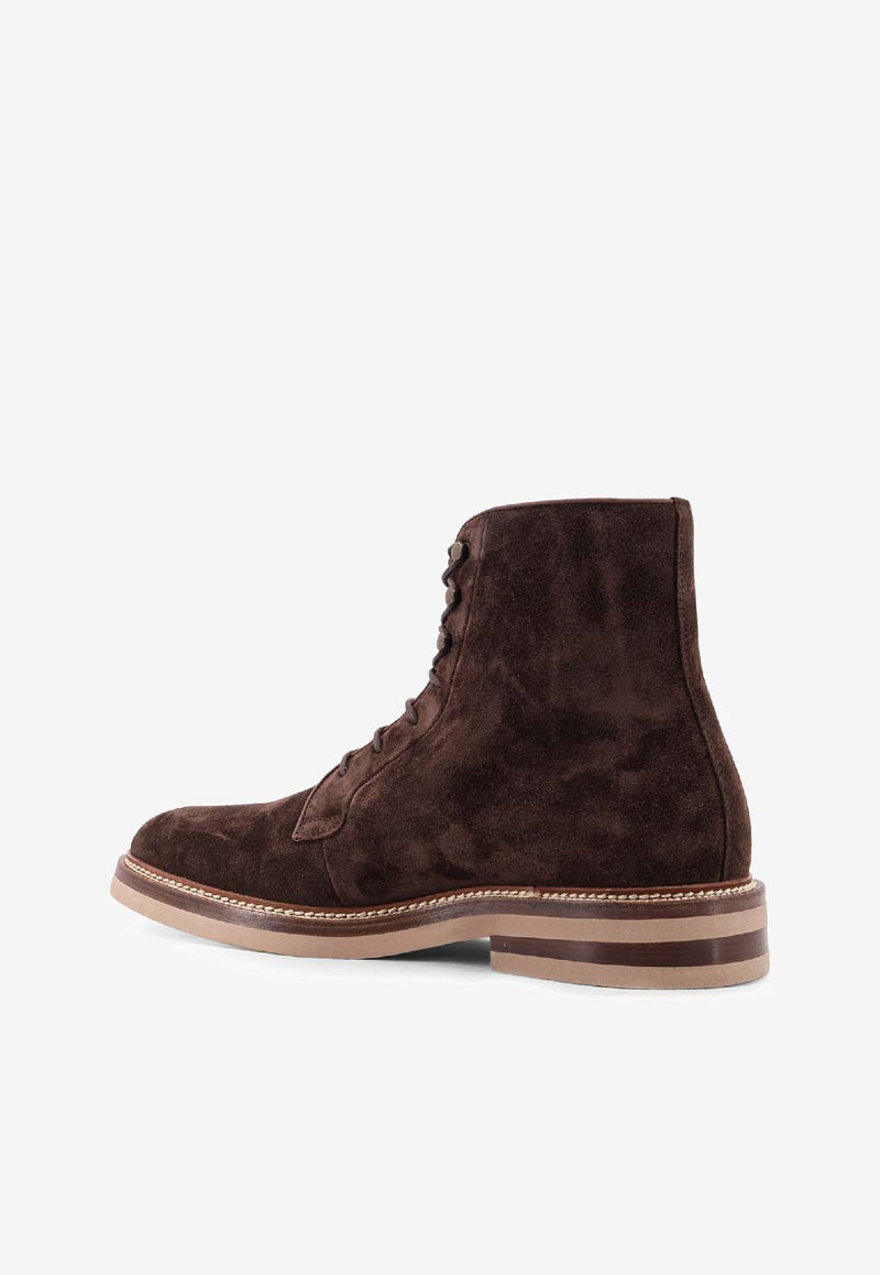 Brunello Cucinelli Lace-Up Suede Ankle Boots Brown MZUPEAT710C7284_Grey_38415066