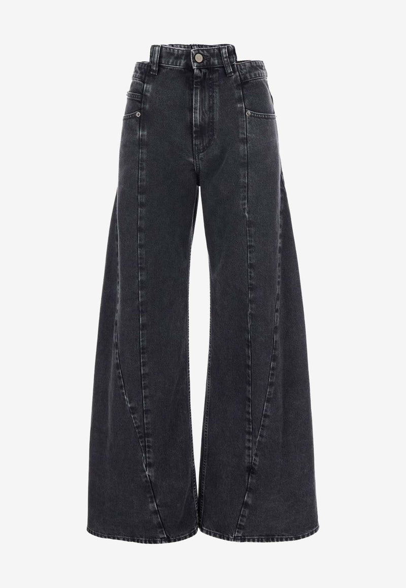 Maison Margiela Numeric Tag Wide-Leg Jeans Black S51LA0133S30496961_Medium Black Stone_29841920