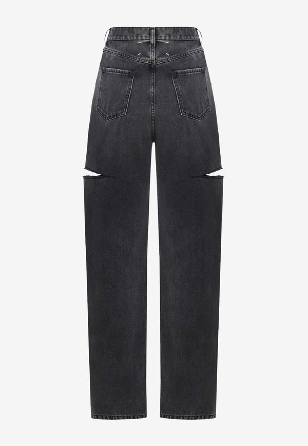 Maison Margiela Cut-Out Straight-Leg Jeans Black S51LA0051S30743965_Black Washed_29845406