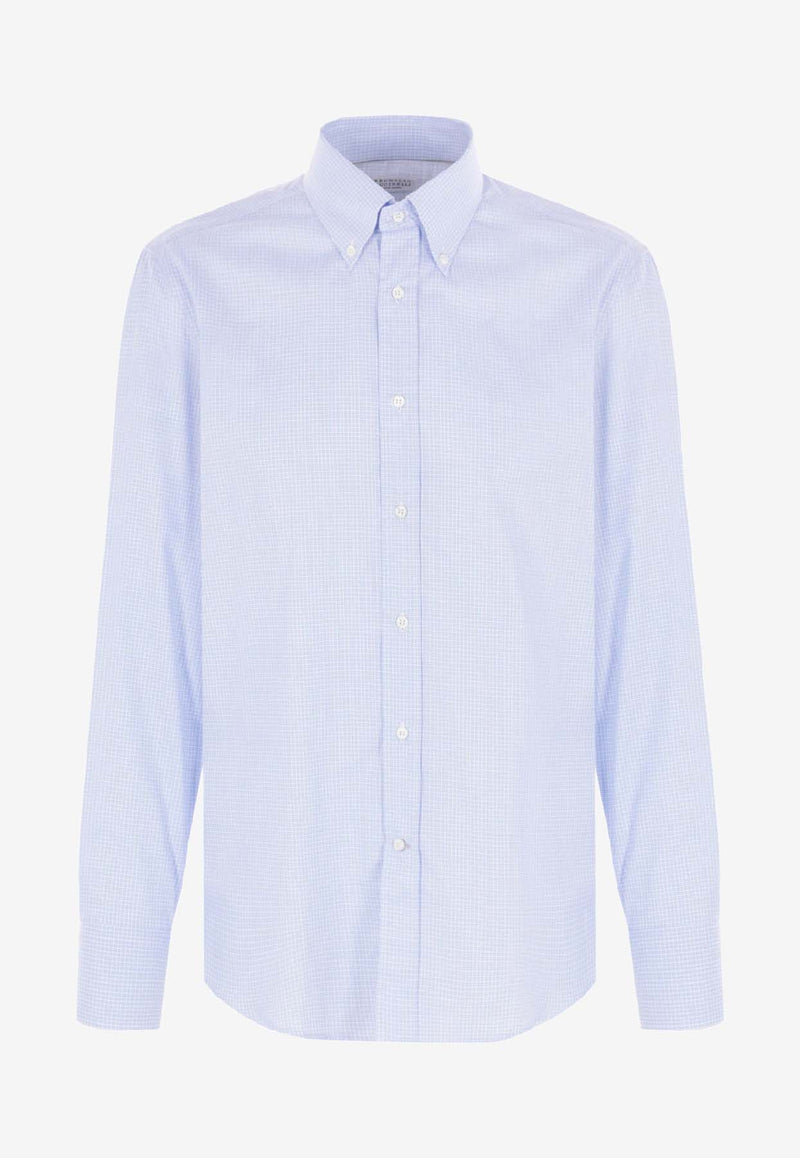 Brunello Cucinelli Long-Sleeved Buttoned Shirt Light Blue MY6461716C013_Clear Blue_38415183
