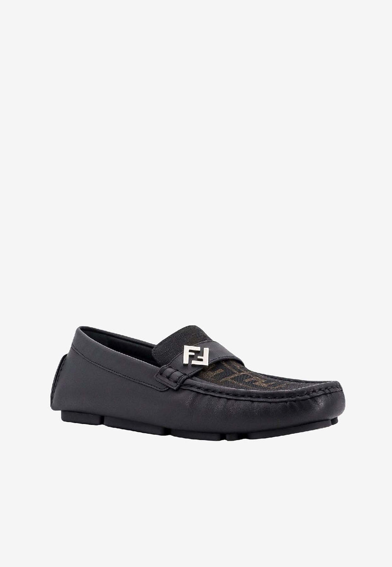 Fendi O'Lock FF Jacquard Leather Loafers Black 7D1691AORTF1LQB_TABAC NERO NERO NERO_41974890