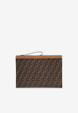 Fendi Large FF Jacquard Flat Pouch Bag Brown 7N0135AFBVF1HRM_TAB MR SAND P_41974887