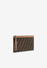 Fendi Medium FF Jacquard Flat Pouch Bag Brown 7N0134AFBVF1HRM_TAB MR SAND P_41974895
