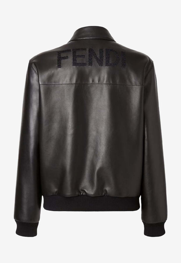 Fendi Leather Zip-Up Jacket Black FPJ139ATJZF0GME_Black_41974909