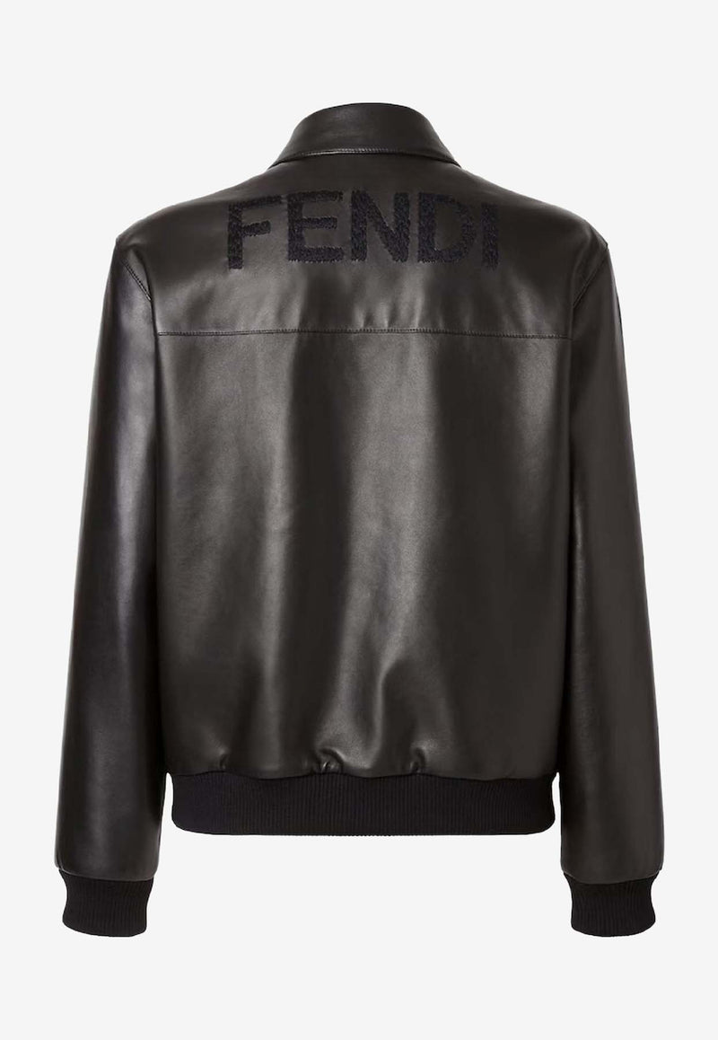 Fendi Leather Zip-Up Jacket Black FPJ139ATJZF0GME_Black_41974909