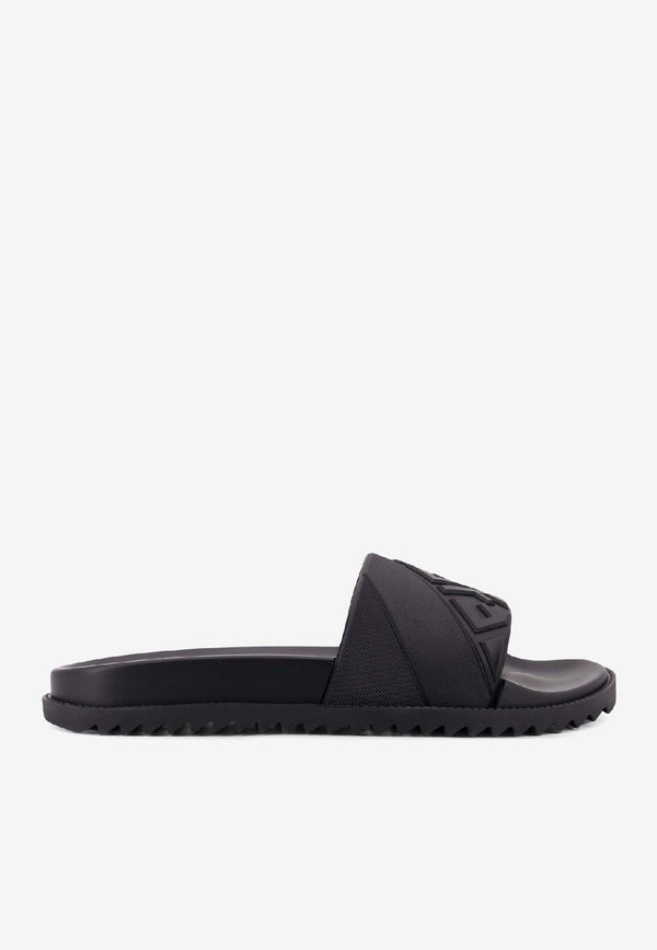 Fendi FF Embossed Beach Slides Black 7X1377ABO2F0QA1_Black_41974911