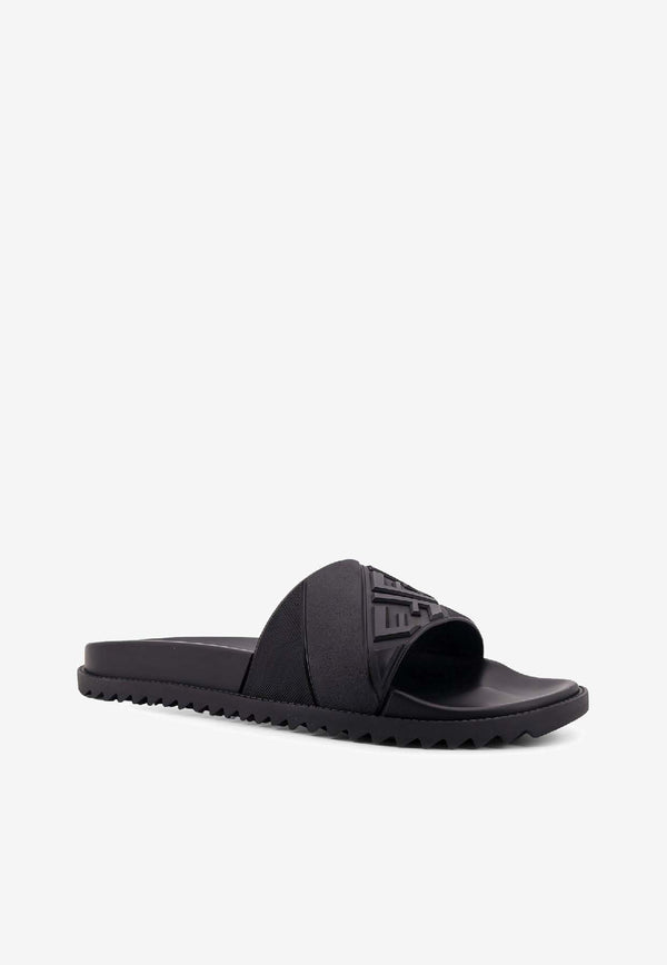 Fendi FF Embossed Beach Slides Black 7X1377ABO2F0QA1_Black_41974911