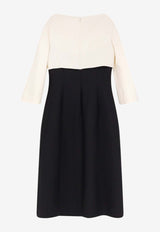 Valentino Bow Long-Sleeved Knee-Length Dress 8B3VAJR01CF0NA_NERO AVORIO_42176898