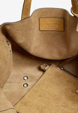 Valentino Logo-Plaque Suede Top Handle Bag 8Y2B0R79JETRDX_HAVANA BEIGE_42176922