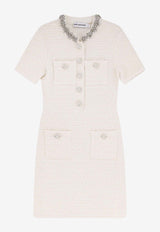 Self-Portrait Jewel-Embellished Knee-Length Dress AW25028SCCREAM_White_42176869