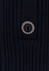 Self-Portrait Polo Ribbed Knee-Length Dress AW25014SNNAVY_Blue_42176934