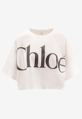 Chloé Maxi Logo Cropped T-shirt White CH24AJH09183101_White_41114872