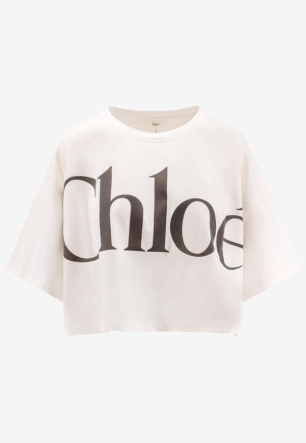 Chloé Maxi Logo Cropped T-shirt White CH24AJH09183101_White_41114872