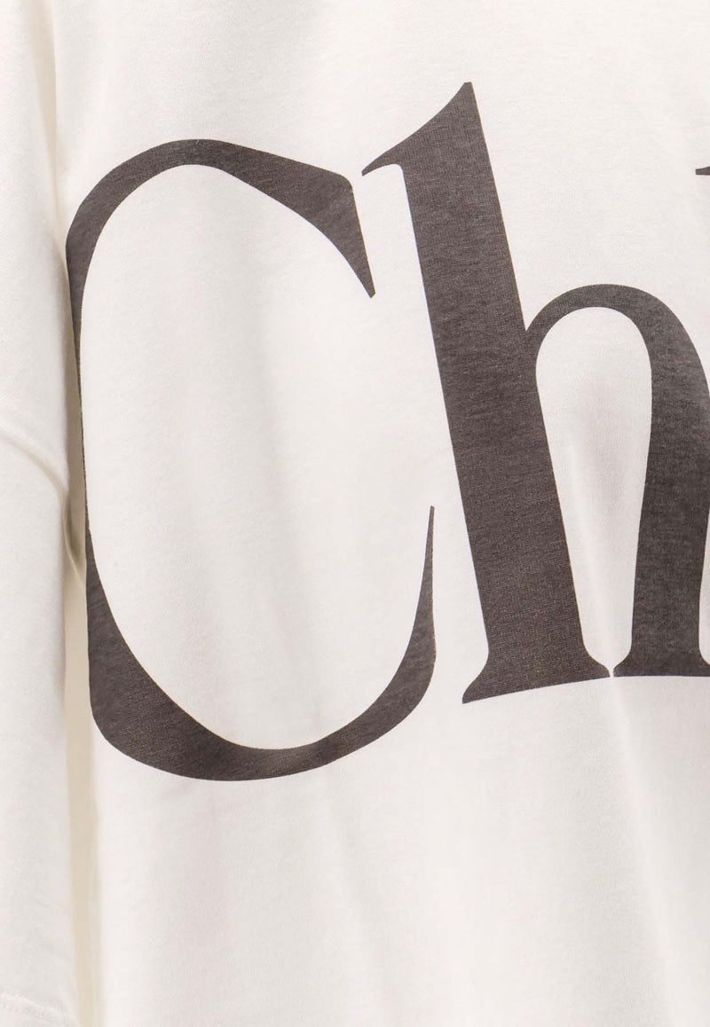 Chloé Maxi Logo Cropped T-shirt White CH24AJH09183101_White_41114872