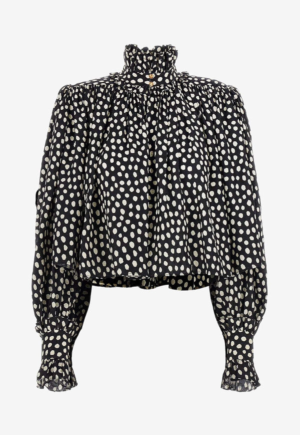 Chloé Polka Dots Silk Blouse Black  CH26SHT90300915_Black - Beige 1_41114861