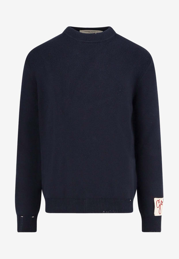 Golden Goose DB Star Embellished Crewneck Sweater Blue GMP00839P00066250486_Blue_38331615