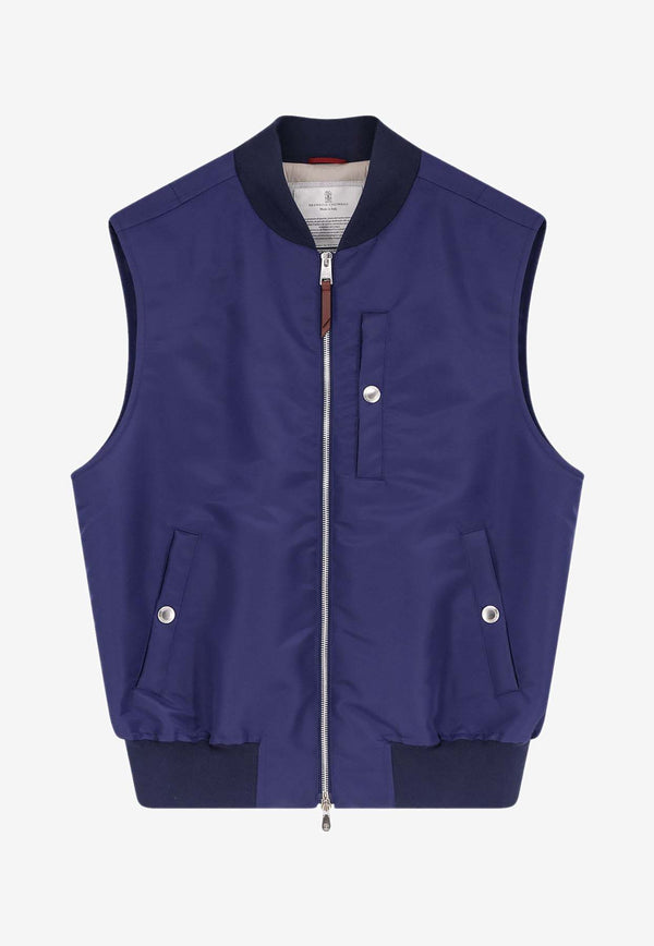 Brunello Cucinelli Nylon Zip-Up Vest Blue MZ4316565CIL51_ROYALE GEYSER_40000245