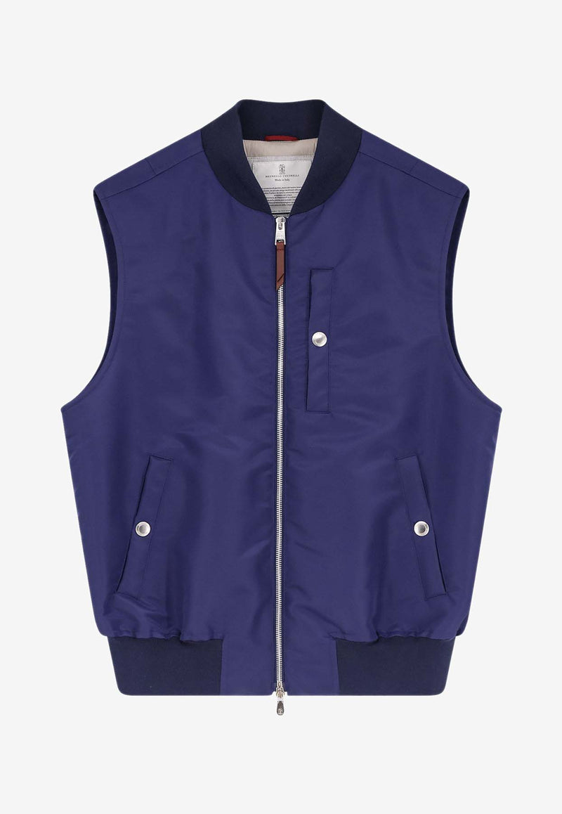 Brunello Cucinelli Nylon Zip-Up Vest Blue MZ4316565CIL51_ROYALE GEYSER_40000245