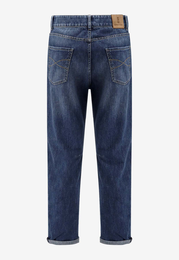 Brunello Cucinelli Embroidered Logo Straight-Leg Jeans Blue M0Z37X1290C1471_DENIM MEDIO_40000235