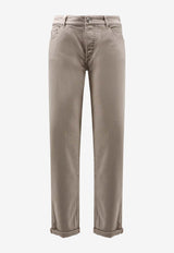 Brunello Cucinelli Logo Embroidered Straight-Leg Pants Beige M277PD3210C7500_BROWN FREDDO_40000240