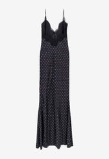 Self-Portrait Polka-Dots Satin Maxi Dress RS26176XABBLACK AND WHITE_Black_42176830
