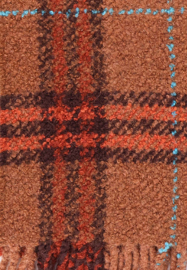 Burberry Checked Fringed Scarf Brown 8118273C4173_Ginger Brown_40017571