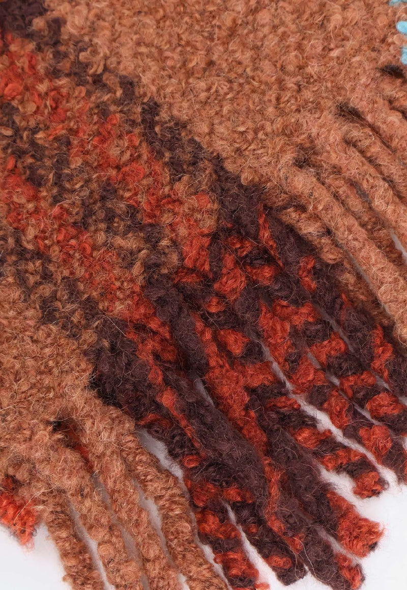 Burberry Checked Fringed Scarf Brown 8118273C4173_Ginger Brown_40017571