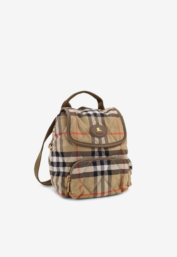 Burberry Mini Horseshoe Quilted Check Backpack Beige 8118909B9368_SAND_40017464