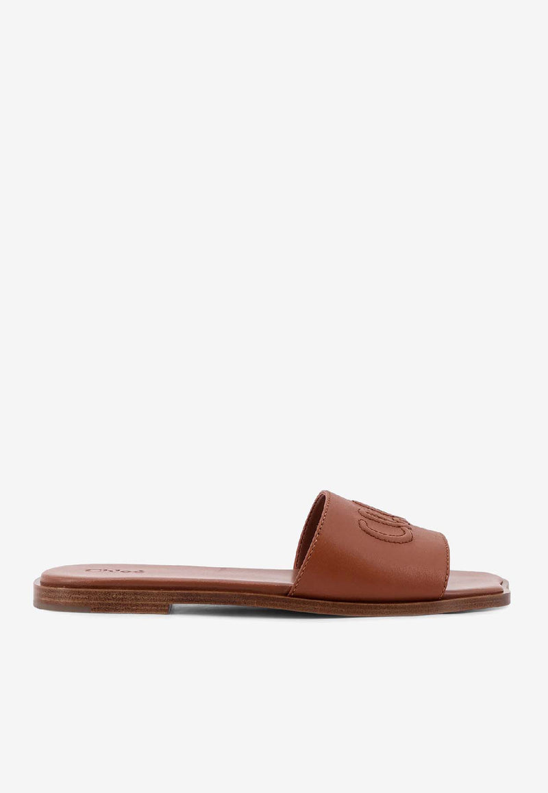 Chloé Soleil Leather Flat Sandals Brown CH25A12LPI27T_Ginger Brown_41114679
