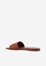 Chloé Soleil Leather Flat Sandals Brown CH25A12LPI27T_Ginger Brown_41114679