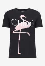 Chloé Flamingo Logo Print T-shirt Black CH26SJH08194070_Ash Black_41114709