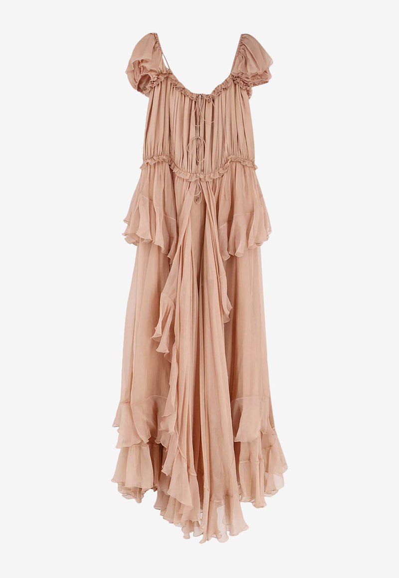 Chloé Silk Ruffled Dress Pink CH26SRO080016H7_Biscuit Pink_41114637