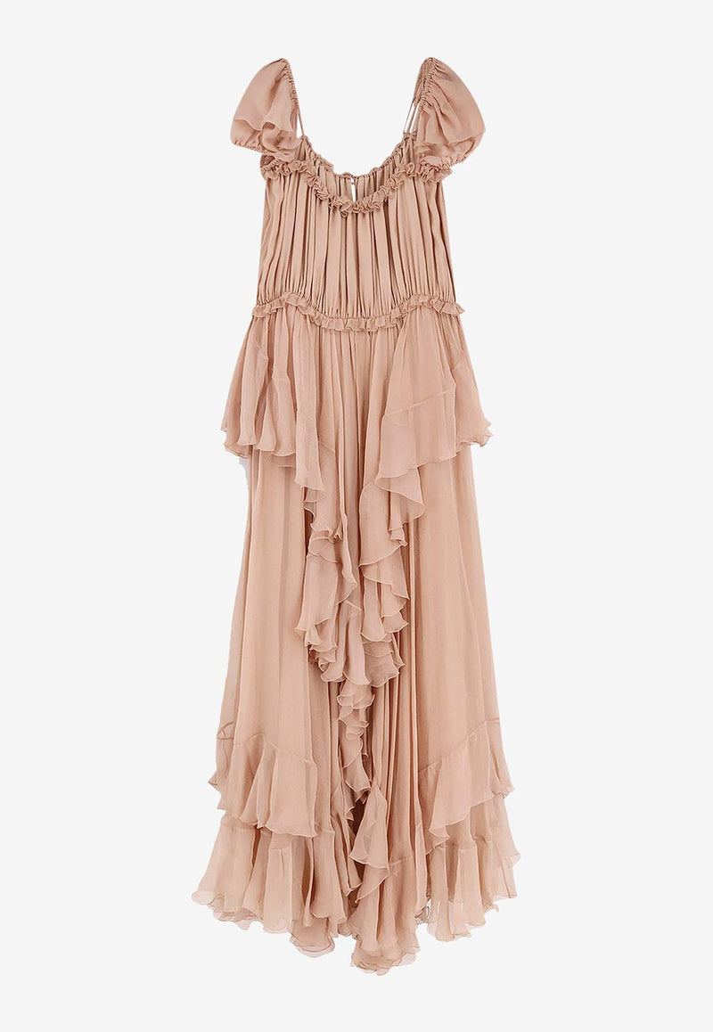Chloé Silk Ruffled Dress Pink CH26SRO080016H7_Biscuit Pink_41114637