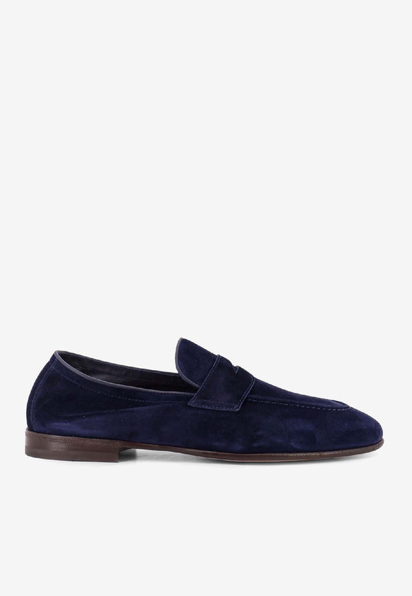 Brunello Cucinelli Suede Logo-Embossed Loafers Blue MZUCAHG730C8862_Blue_40000144