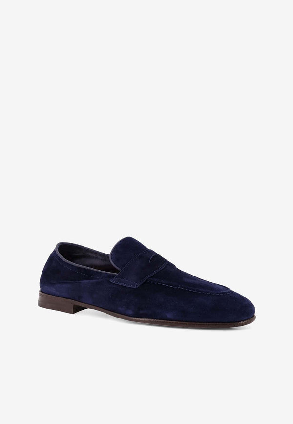Brunello Cucinelli Suede Logo-Embossed Loafers Blue MZUCAHG730C8862_Blue_40000144